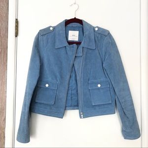 Mango blue suede leather jacket